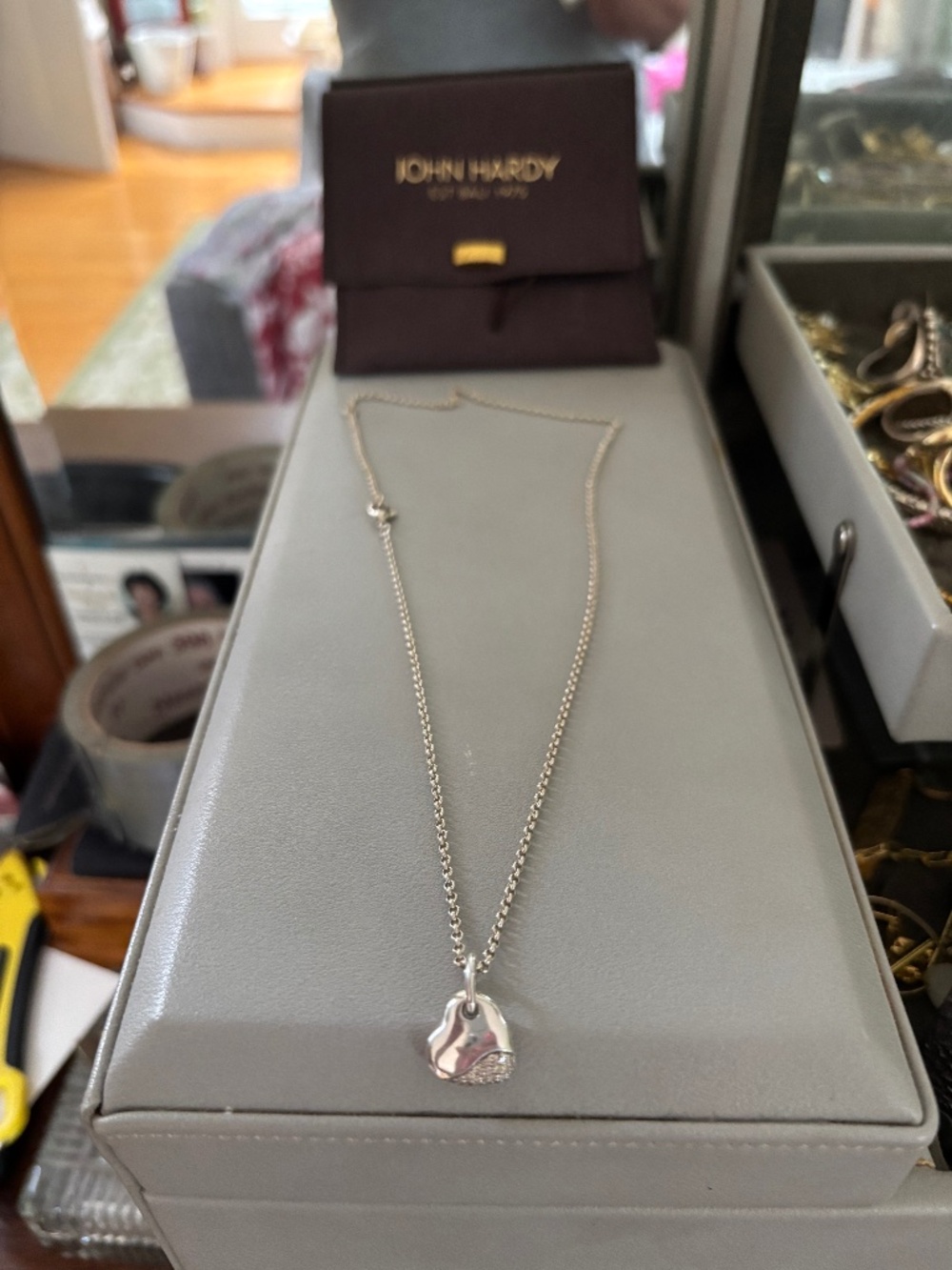 John Hardy silver heart necklace with diamonds